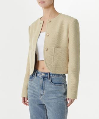 Musinsa Standard Woman Women'S Round Neck Tweed Jacket [Light Yellow]
