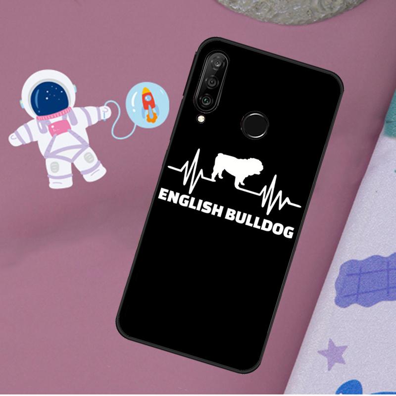 English Bulldog Heartbeat For Huawei Nova Y72 Y73 Y60 Y70 Y90 Y61 Y91 7i 8i 11i 12i 12s 9 10 SE P20 P30 P40 Lite Case