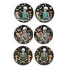 Gothic Home Accessories 6PCS Skull Pattern Wooden Coasters, Heat Insulation Moisture Absorption Drink Table Protection Mats Retro Decorative