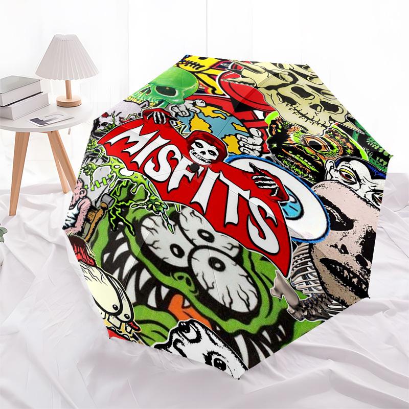 1pc Misfits Horror Automatic Open, Windproof, Compact Travel Umbrella, Gift for Birthday, Christmas, Business 93031