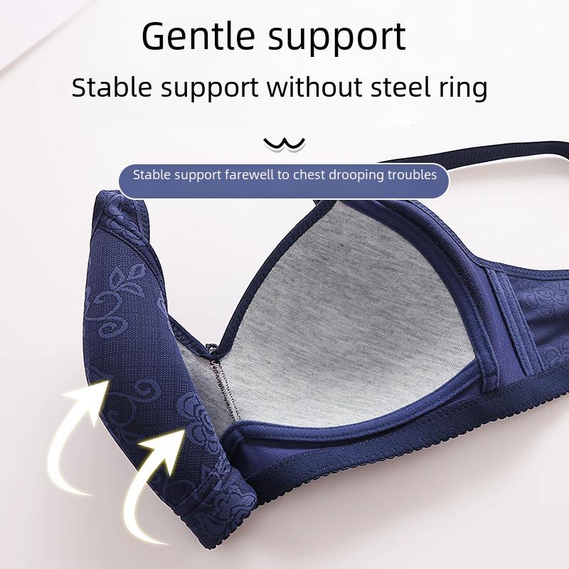 Large Jacquard Thin Cup Non-Wired Full Coverage Bra for Mature Women