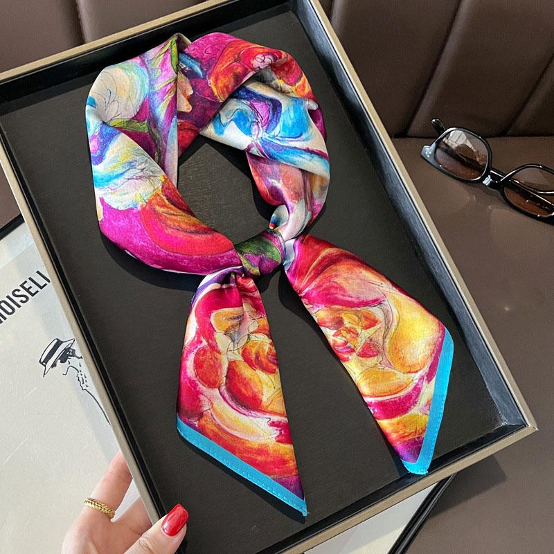 Square Scarf 100% Natural Silk  Women Hairband Foulard High Quality Bandana Scarfves Female Neckerchief Headkerchief Shawl Wrap