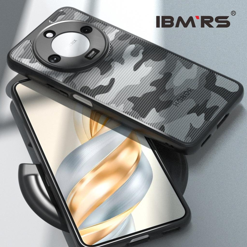 (Livré avec dragonne)IBMRS pour Coque Honor X60 (Protection contre les chutes militaires)Coque de téléphone antichoc mate translucide, Camo Noir
