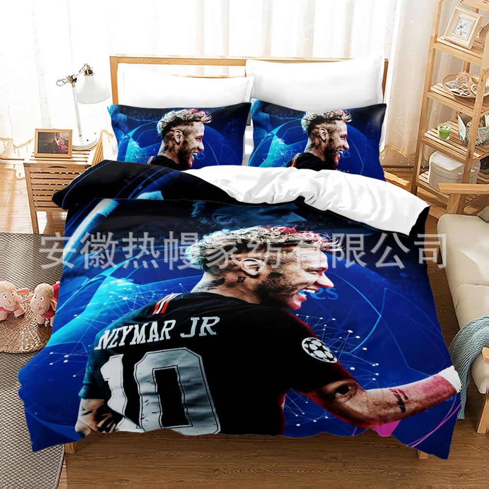3D Three-Piece Size Football Quilt Cover Quilt Cover Home Textile