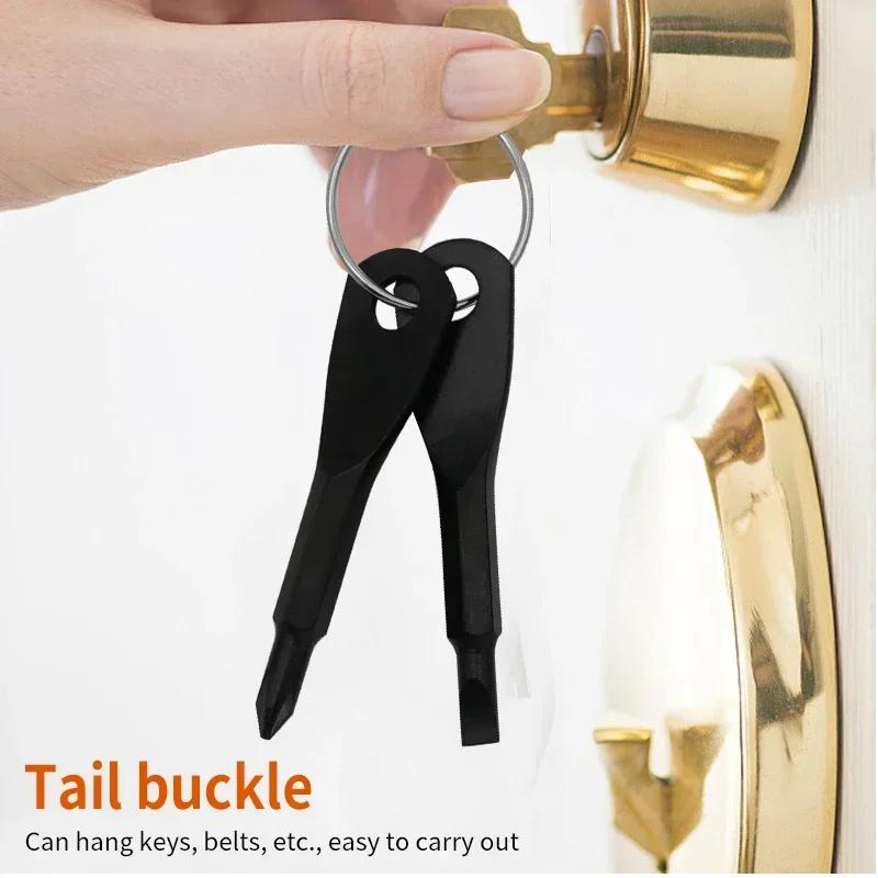 1 Pc Portable Outdoor Camping EDC Emergency Key Type Gadget Cross Flat-Head Screwdriver Driver Portable Multi-Function Key Chain