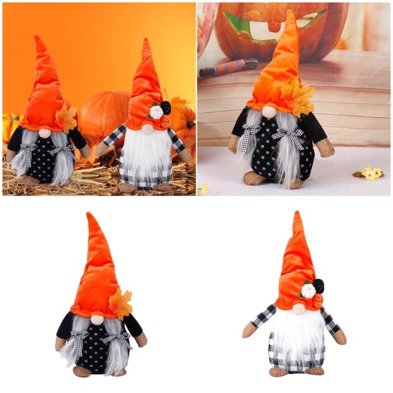 Plush Gnomes Figurine Doll Autumn Holiday Decors For Mantles Shelf Display Thanksgiving Harvest Halloween Gift