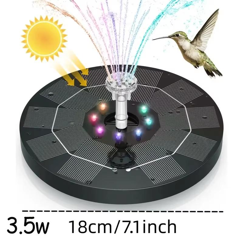 3W/3.5W LED Solar Fountain Water Pump, 7 Pump Heads, Garden Pond Independent Portable Floating Solar Fountain Water Pump