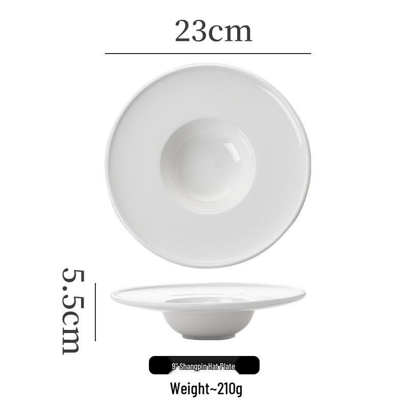 White Ceramic Straw Hat Plate: Western Restaurant, Cream Soup & Seafood Salad Plate, Chinese Specialty Tableware
