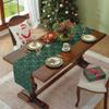 Plush Embroidered Christmas Tree Table Runner Embossed Design Long Christmas Table Cover Rectangular Dining Tablecloth New Year