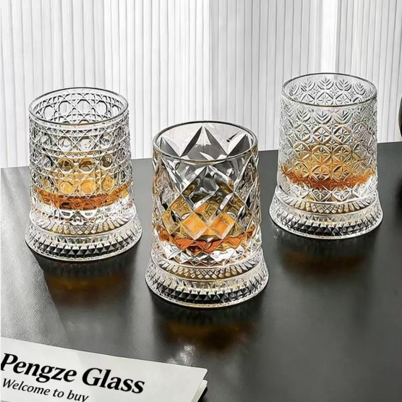 260ML Stress Relief Rotating Drinking Glass Premium Crystal Beer Cup With Base for Home Office Bar Relaxation