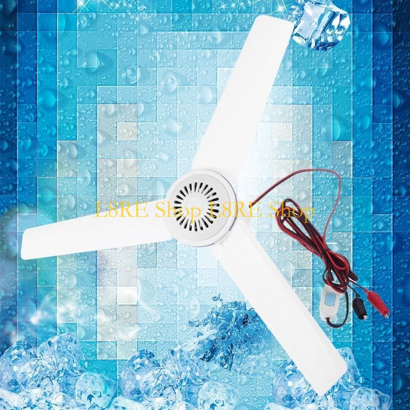 L8RE 12V 24V Mute Ceiling Fan 19.6inch Camping Tent Silent Hanging Fan with Switch