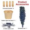 24 Inch Green Pre-lit Mini Fiber Optic Tabletop Artificial Christmas Tree with LED Lights Gold Base Xmas Table Top Tree