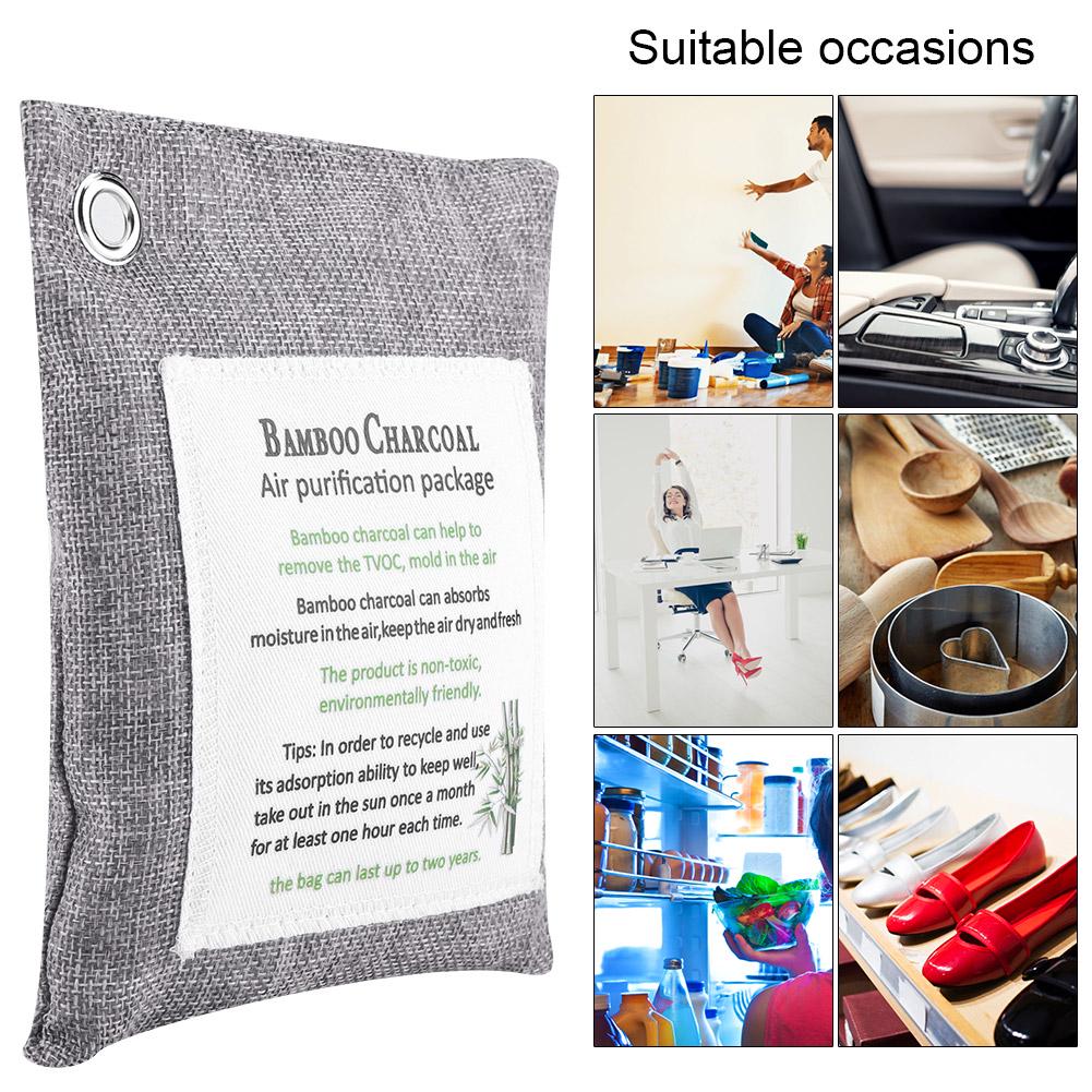 8 Couleurs   Sac Purifiant Charbon Actif Bambou Purificateur d'Odeur Désodorisant Voiture Gris