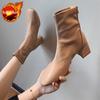 Fashion Autumn Winter Leather Waterproof Booties Square Toe Heeled Warm Woman Short Shoes New In Fashion 2025 Sale Ankle Boots for Women