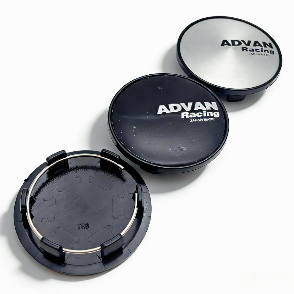 4pcs JDM Advan Racing Logo Emblem Car Wheel Center Caps OD 69MM Clips 56MM Wheels Hub Cap Rim Hubcaps Dust Cover Car Accessories