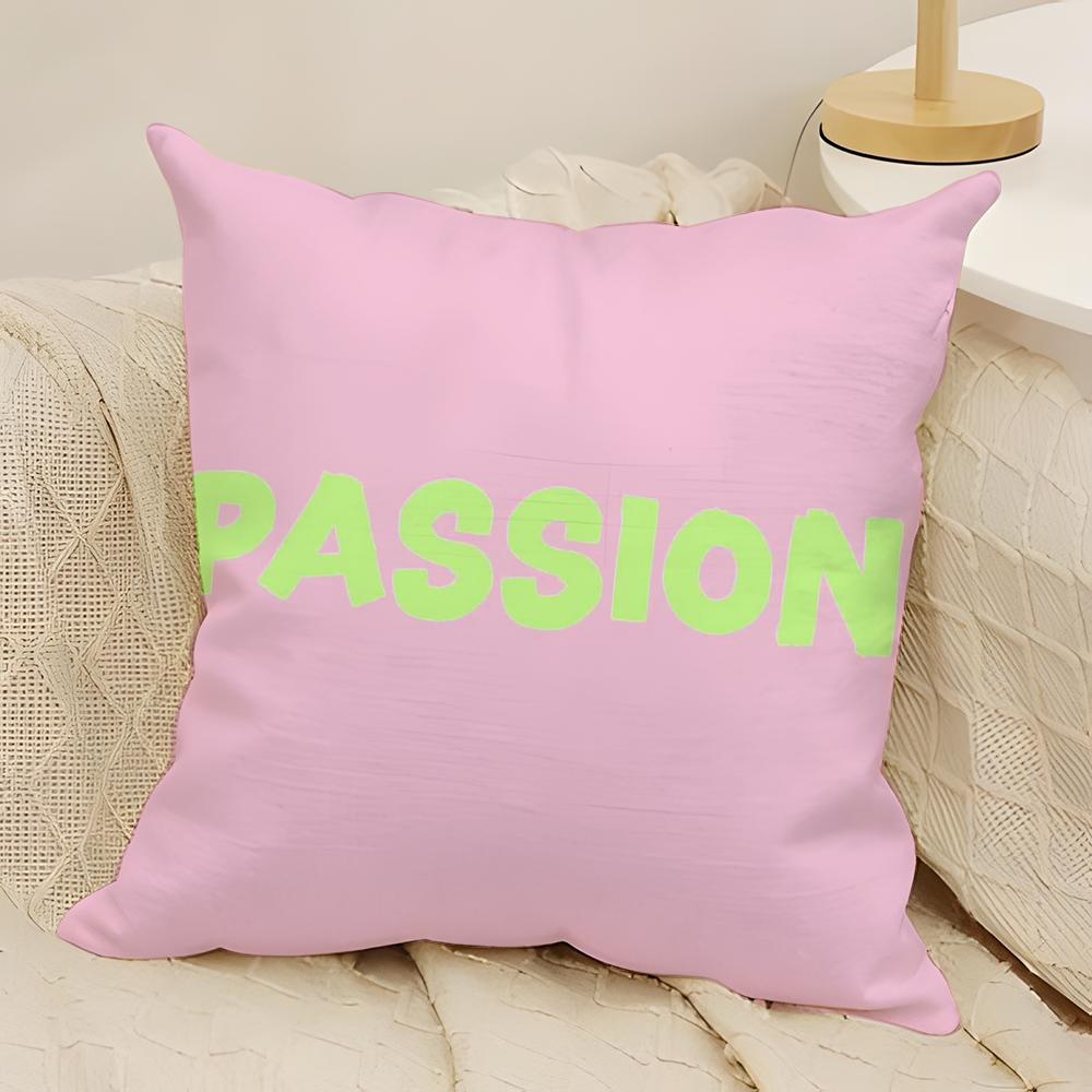 Motivational Slogan PPassion Pillow Case Natural Linen DoubleSided Printing Sofa Home Decor Cushion Cover