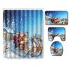 Christmas Waterproof Shower Curtain Four-Piece Floor Mat Combination Set Household Door Mat Bedroom Living Room Carpet