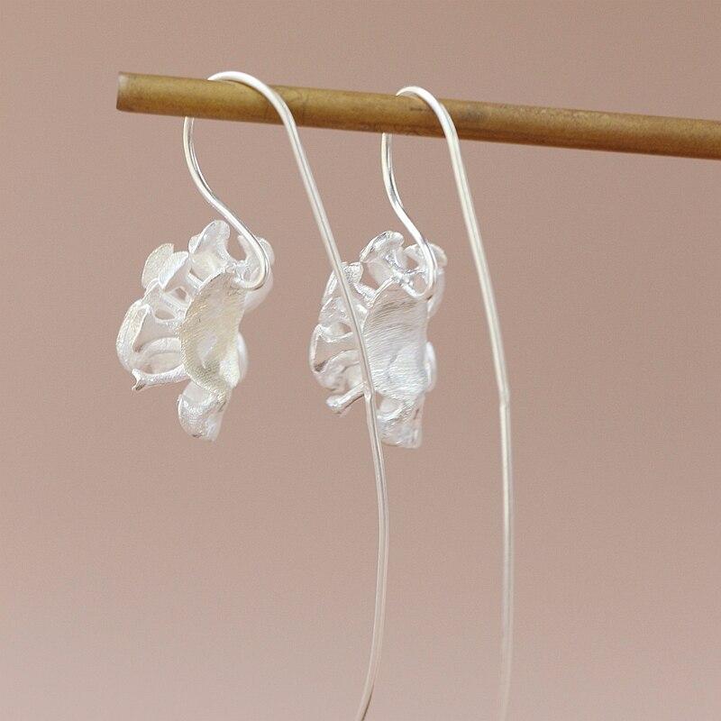 Authentic 925 Sterling Silver Earring Creative Retro Charm National Style Long Earrings Lady Jewelry Gift