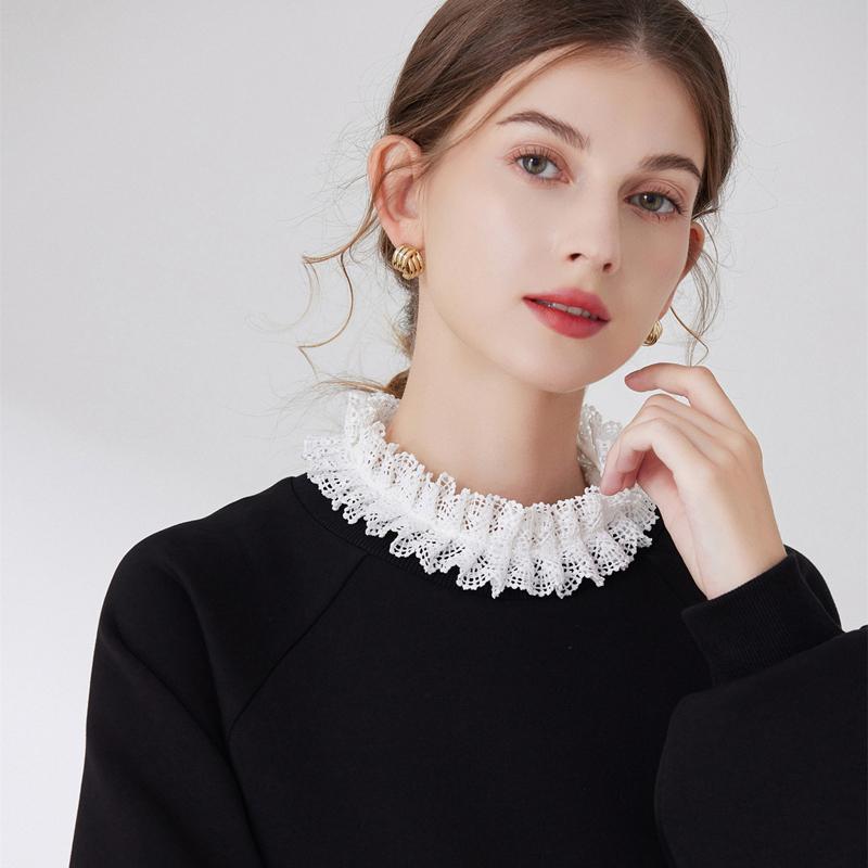Perfect Match Girls Lace Breathable Casual Shirt Fake Collar Detachable Half Shirt Blouse Hollow Decorative False Collar For Sweater