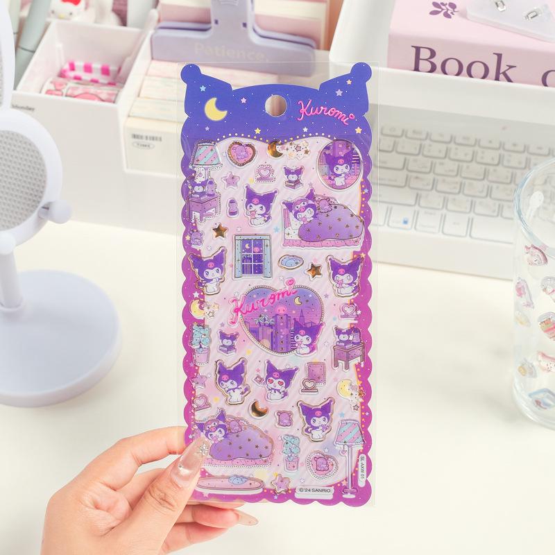 Kuromi 3D Crystal Stickers: Cute Sanrio Stereoscopic Planner Decorations