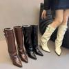 Trend knight boots long boots small fragrant style fashion thick heel high boots fried street female pointed head college style women's shoes girls