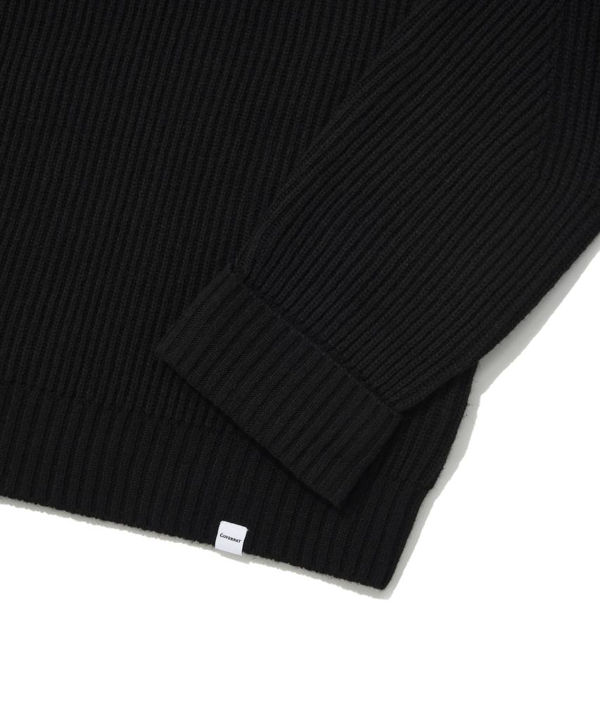 COVERNAT Lambswool Half Zip Knit Black
