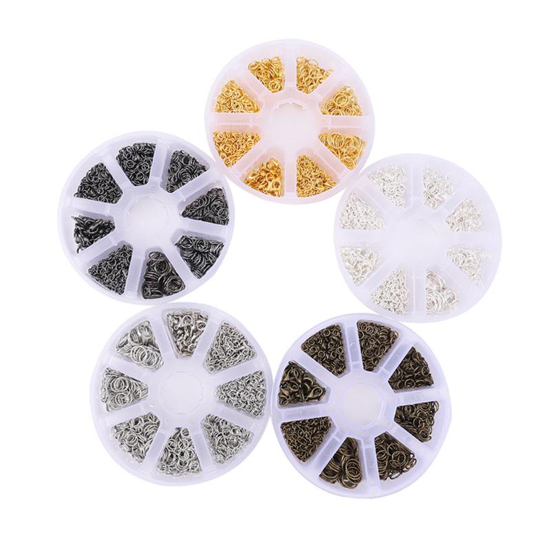 Cross-Border DIY Jewelry Kit: 8-Compartment Box Set with Lobster Clasp, Bracelet & Necklace Components