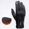 Anti-slip PU Anti-cold Mittens Soft Windproof Finger Mittens Gift Plush Thickened Gloves  Skiing