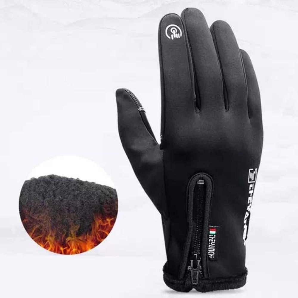 Anti-slip PU Anti-cold Mittens Soft Windproof Finger Mittens Gift Plush Thickened Gloves  Skiing