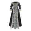 Women Performance Dress Stage Show Retro Royal Style Lace Bow Decor Bell Sleeve Patchwork A-line Hallowen Party Carnival Evening Dress Ball Gown