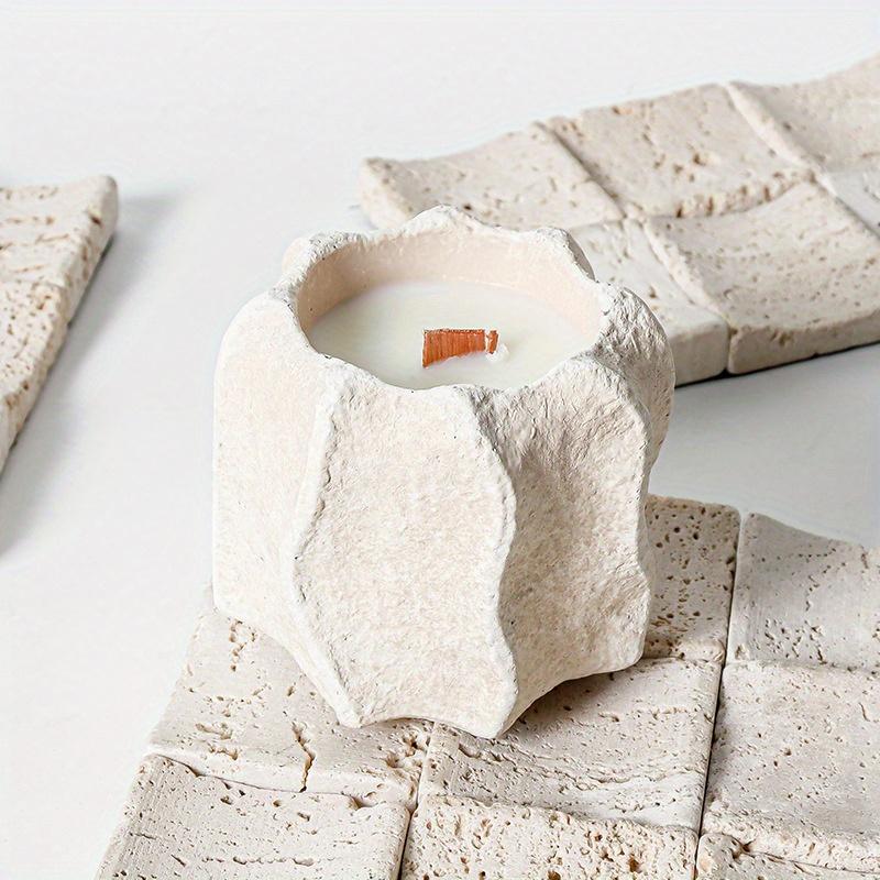 1Pc Light Luxury Simple Vertical Wave Cement Household Aromatherapy Candle Cup Empty Cup Candlestick Ornament