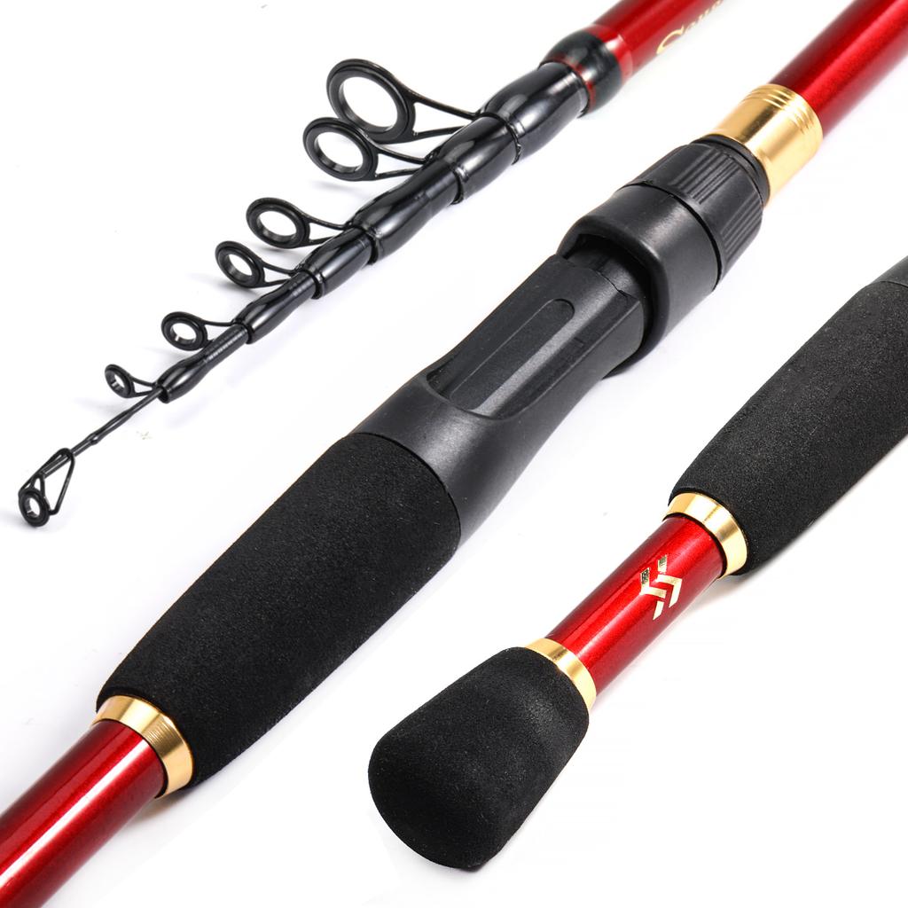 Sougayilang 1.8-2.4m Cannes à pêche télescopiques Ultra légères Spinning Casting Canne en carbone Accessoires de pêche Poids du leurre 10-30g