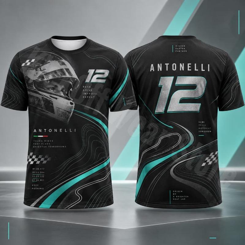Antonelli 12 Koszulka Letnia Styl Wyścigowy Graficzna Koszulka Casual Streetwear Koszulka dla Fana Sportów Motorowych Unisex Do Codziennego Użytku