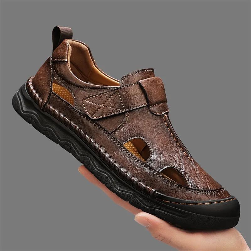 Fashion Handmade Men's Sandals Soft New Comfort Sandals Outdoor Summer Shoes Men Breathable Anti-Slip Beach Casual Sneakers Roman Shoes