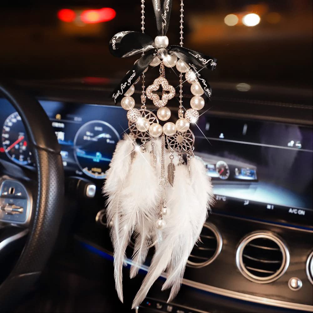 Samcos Four Leaf Clover, Lucky Pearl, Sparkle, Pendant, Car Decoration, Window Decoration, Fashionable, Precision,