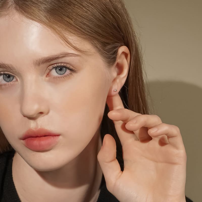 JEWNEL (1+1)Silver 925 Silver Ball Labret Piercing (2 Sizes)