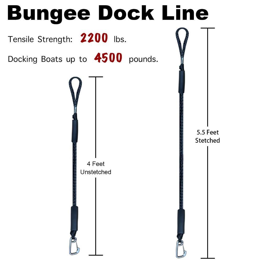 Dock Rope Boat Rope Stainless Steel Clip Fitting Boat PWC Built-in Buffer Kayak Mooring Cable Polyethylene Rope