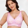 Coppa Gelatina Stampa Leopardo Scollatura a V Profonda Senza Cuciture Senza Ferretto Taglie Forti Comfort Intimo per Donne Uso Quotidiano