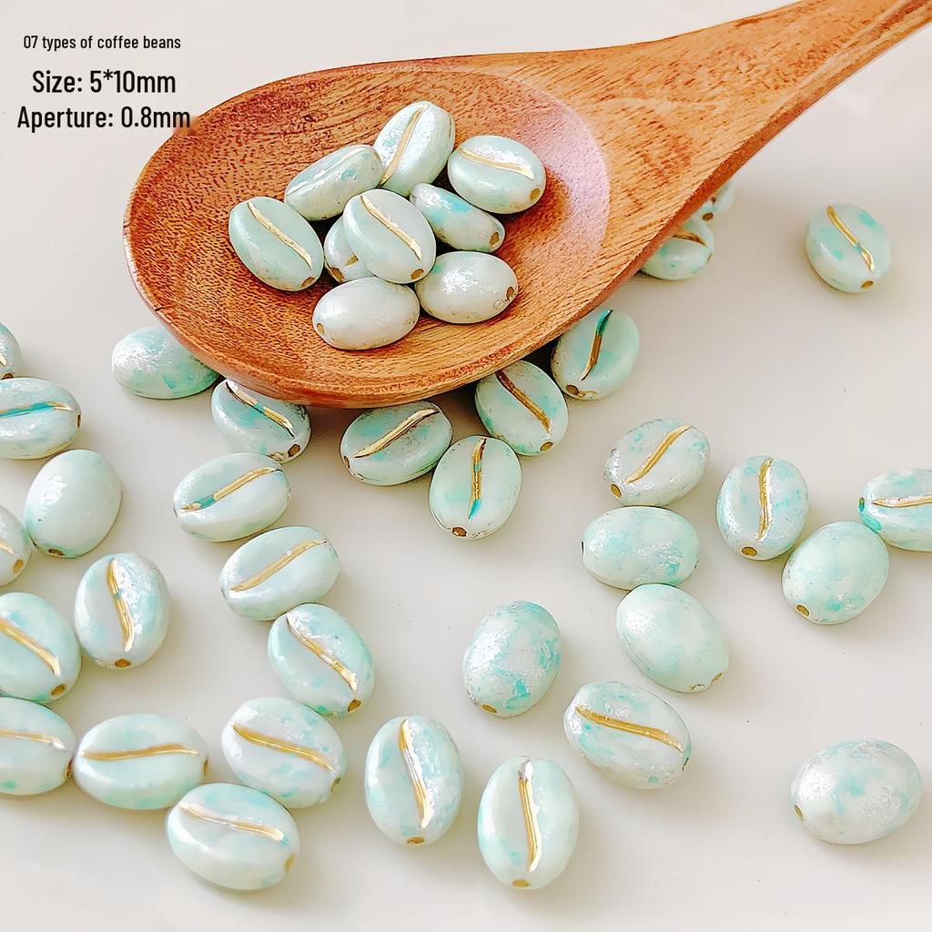 Picasso-Style Acrylic Coffee Bean Czech Beads for DIY Bracelets & Rings