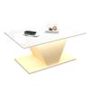 100*50*46cm Coffee Table Special Shape with LED Lights, High-Gloss Living Room Table, Sofa Table, Side Table, for Small Rooms, White, V-Shape