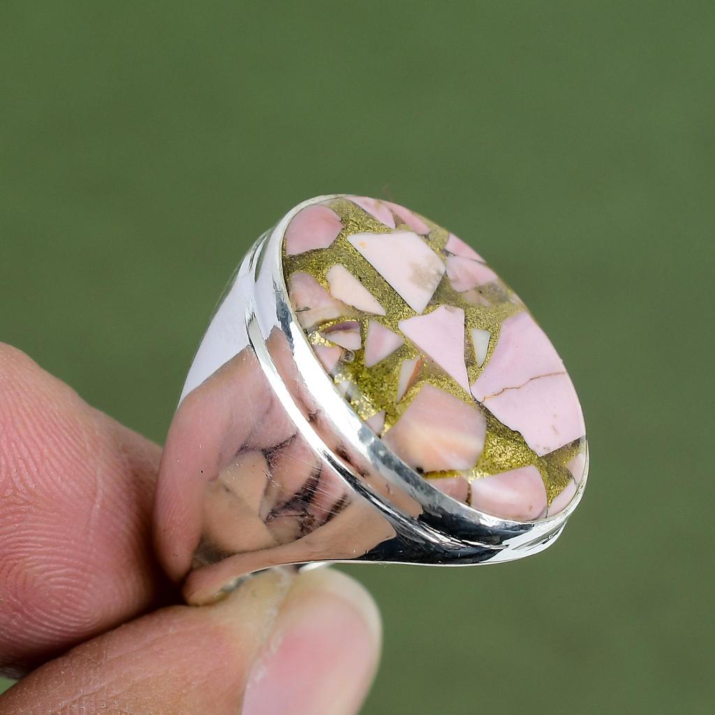 Copper Pink Opal Ring 925 Sterling Silver Ring Handmade Jewelry Gemstone Ring Copper Pink Opal Jewelry Gifts For Wife Available In Ring Size