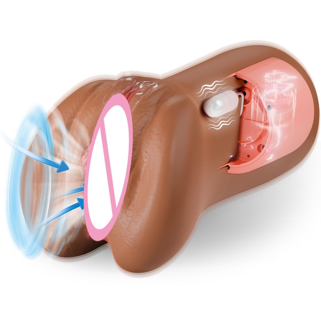 Männlicher Masturbator Realistische Vagina Pocket Pussy Masturbationsbecher mit 3 Saug- und 10 Vibrations-Sexspielzeugen für Erwachsene für Männer