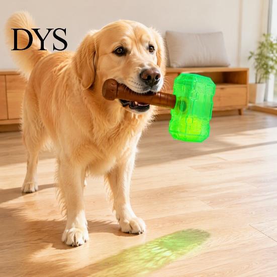 Active Play Dog Accessories 2Pcs Squeaky Hammer Toys with Tennis Ball Inside, Interactive Fetch Toys, Safe Pet Equipment Rubber Chew Toy for