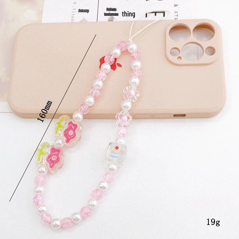 Pearl Bow Beaded Mobile Phone Lanyard Keychain Pendant Accessory