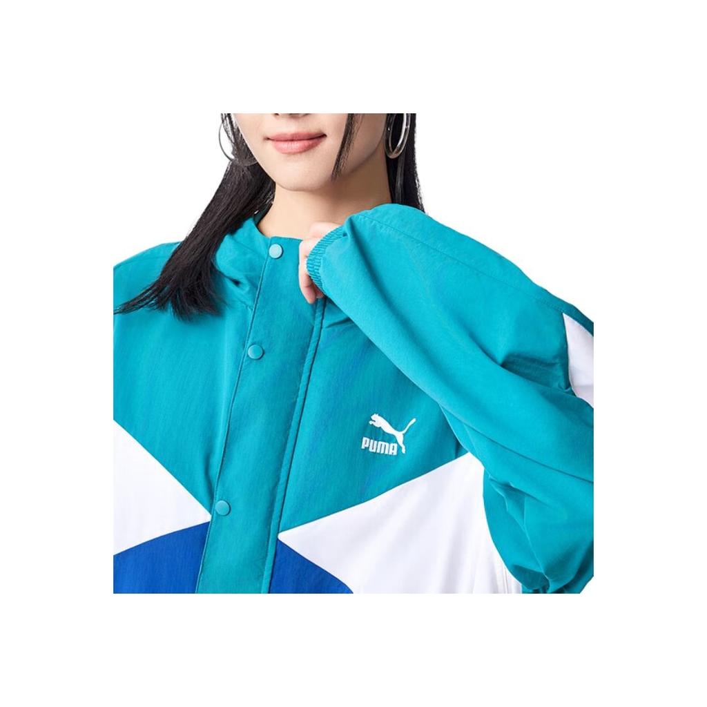 Puma Logo Print Color Block Loose Fit Hooded Jacket Men Jackets Dark-Blue 628202-78