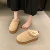 Thick Soled Plush Slippers with Toe Caps Autumn and Winter New Styles Plus Plus Plush and Thick Sponge Heels Cotton Shoes