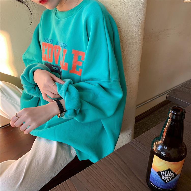 

Женские свободные свитера с длинным рукавом и круглым вырезом, женские топы, однотонные толстовки XXL синий