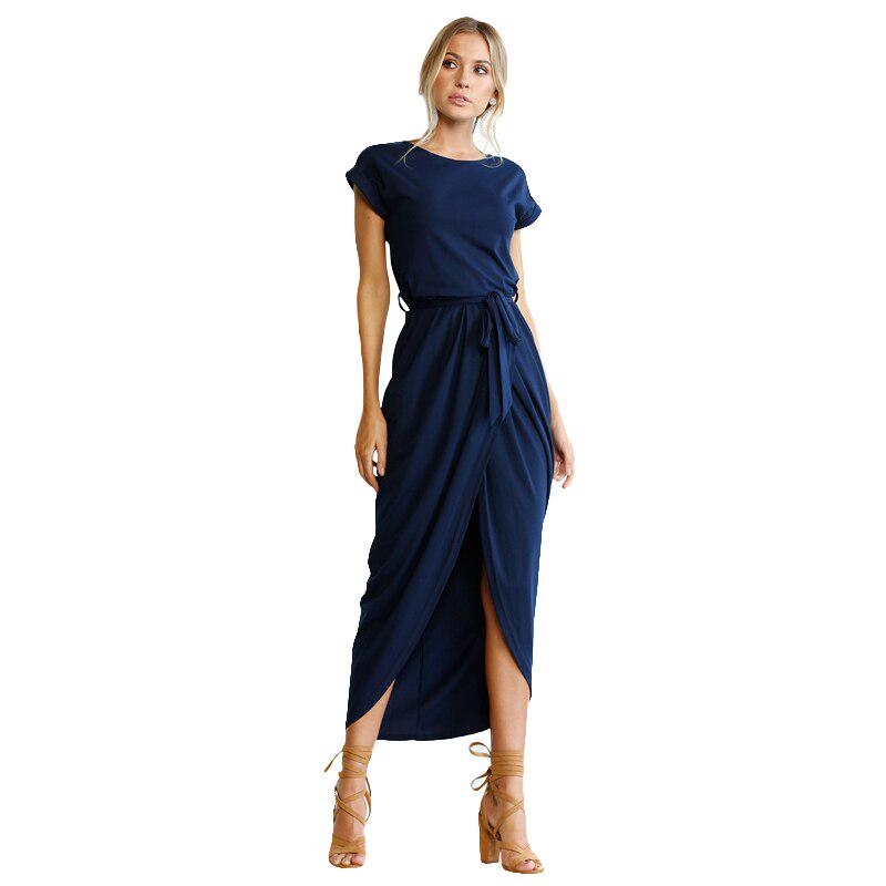 Sexy ženy šaty s krátkým rukávem s výstřihem do O Tunika Letní plážové letní šaty Ležérní dámské šaty