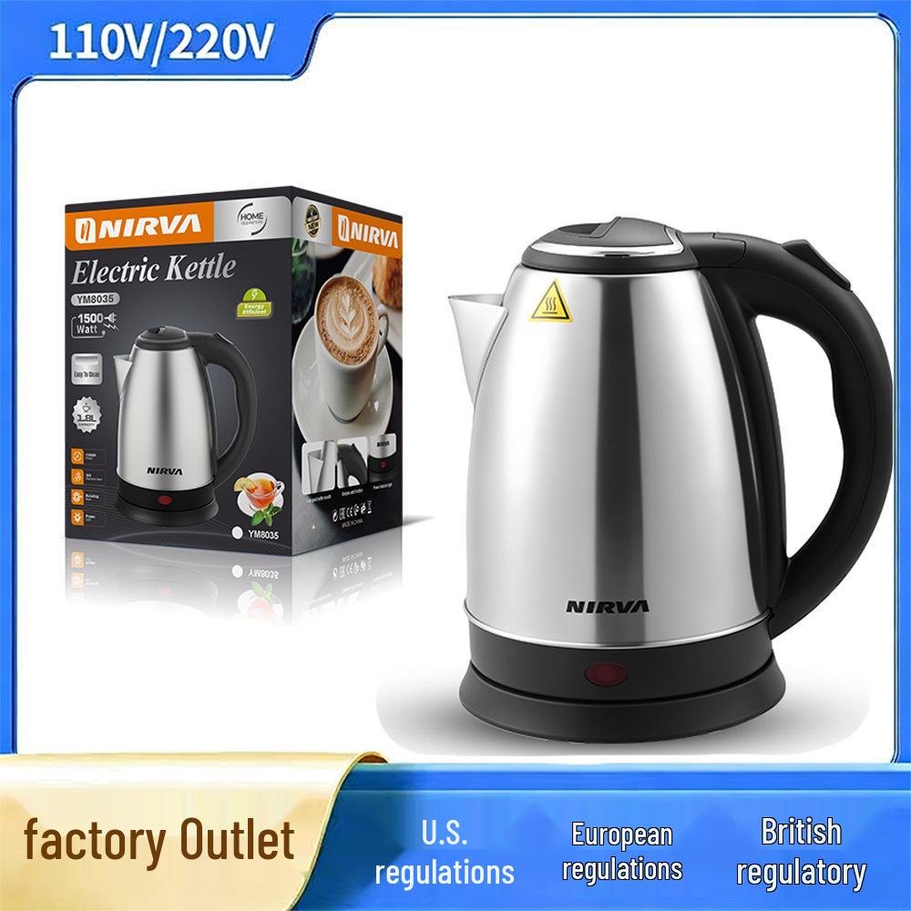 

Silent Multi-Functional Electric Kettle, 304 Stainless Steel, Large Capacity for Home or Hotel Use. срібний