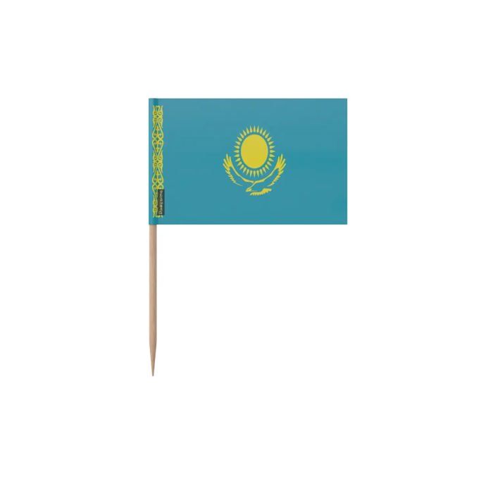 Cure-dents - Kazakhstan officiel - 8 cm - 100 pièces - Plastique adhésif - Bâton en bambou
